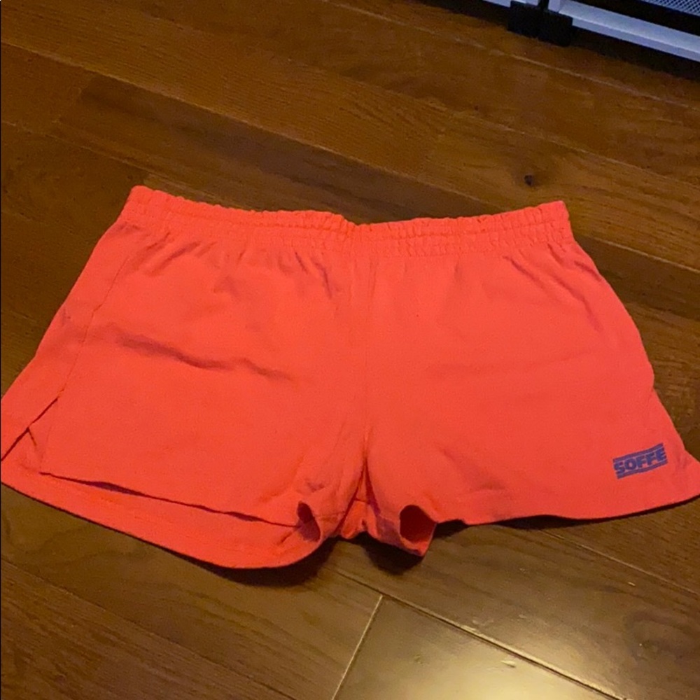 Bright coral Soffe shorts